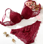 Bra & Panty Set Self Design Maroon Lingerie Set