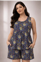 Women Top & Shorts Set Multicolor Printed
