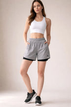 Solid Women Grey, Black Gym Shorts, Cycling Shorts, Running Shorts, Sports Shorts, Casual Shorts