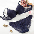 Bra & Panty Set Self Design Navy Color Lingerie Set