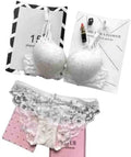Bra & Panty Set Self Design White Color Lingerie Set