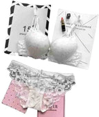Bra & Panty Set Self Design White Color Lingerie Set