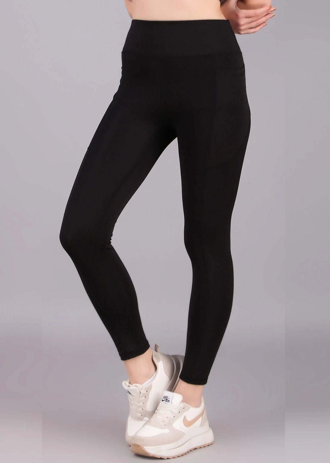 Solid Women Black Tights
