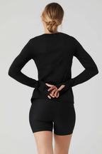 Women Solid Round Neck Pure Cotton Black T-Shirt