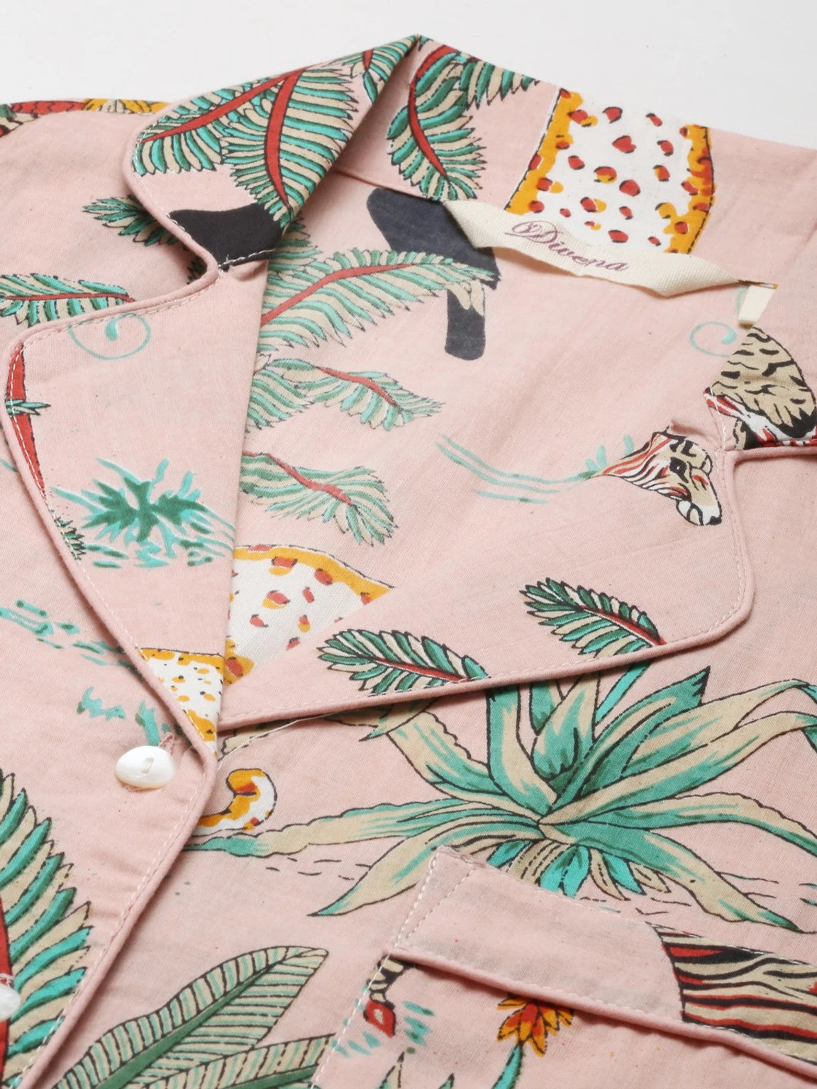 Women Night Suit Set Pink Floral Print