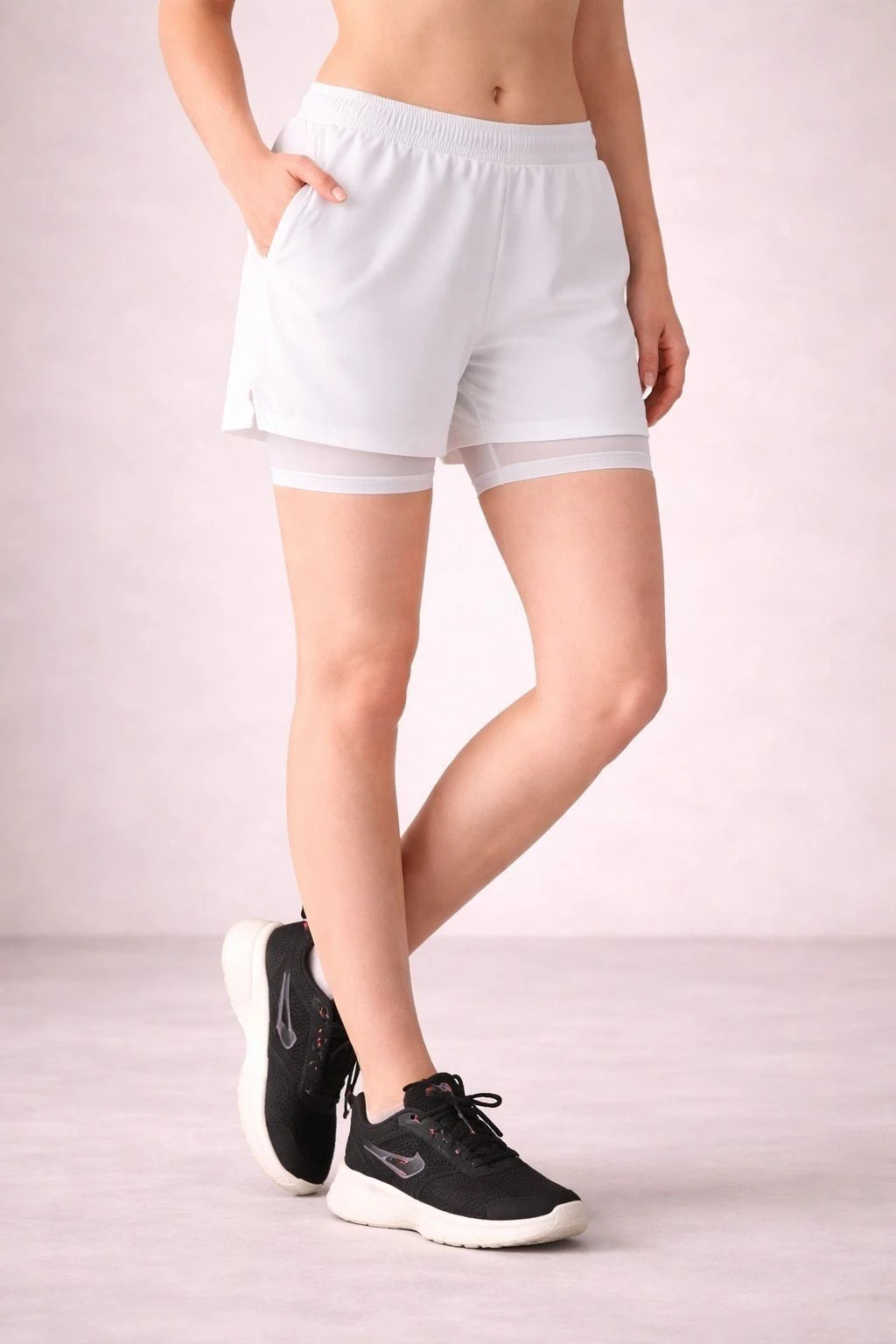 Solid Women White, Off White Gym Shorts, Cycling Shorts, Running Shorts, Sports Shorts, Casual Shorts