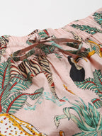 Women Night Suit Set Pink Floral Print