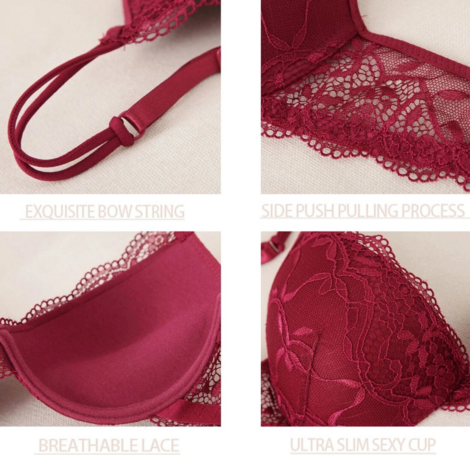 Bra & Panty Set Self Design Maroon Lingerie Set