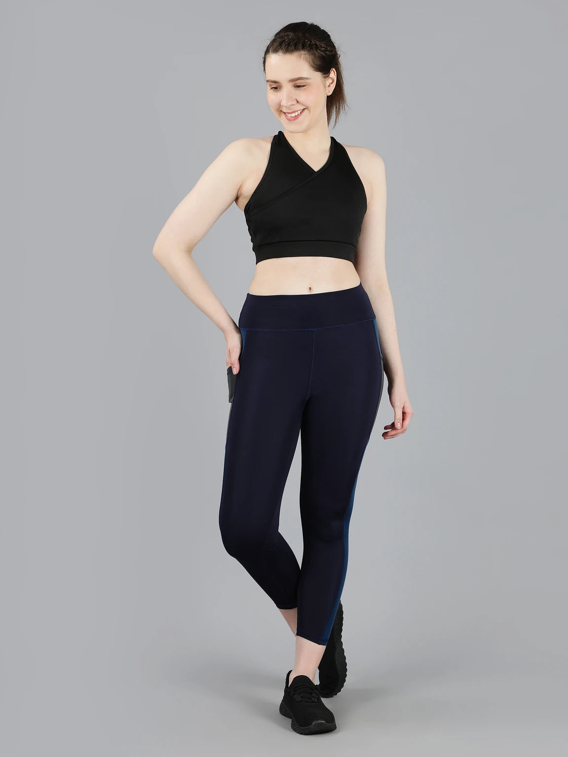 Solid Women Dark Blue Tights
