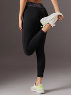 Black Solid Women Black Tights