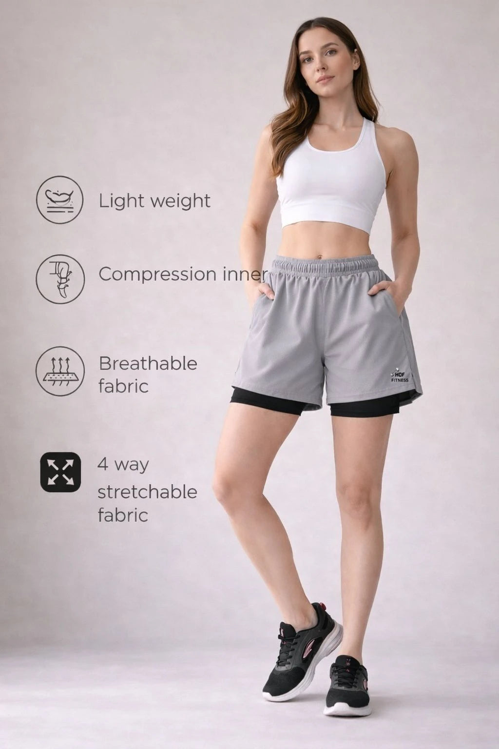 Solid Women Grey, Black Gym Shorts, Cycling Shorts, Running Shorts, Sports Shorts, Casual Shorts