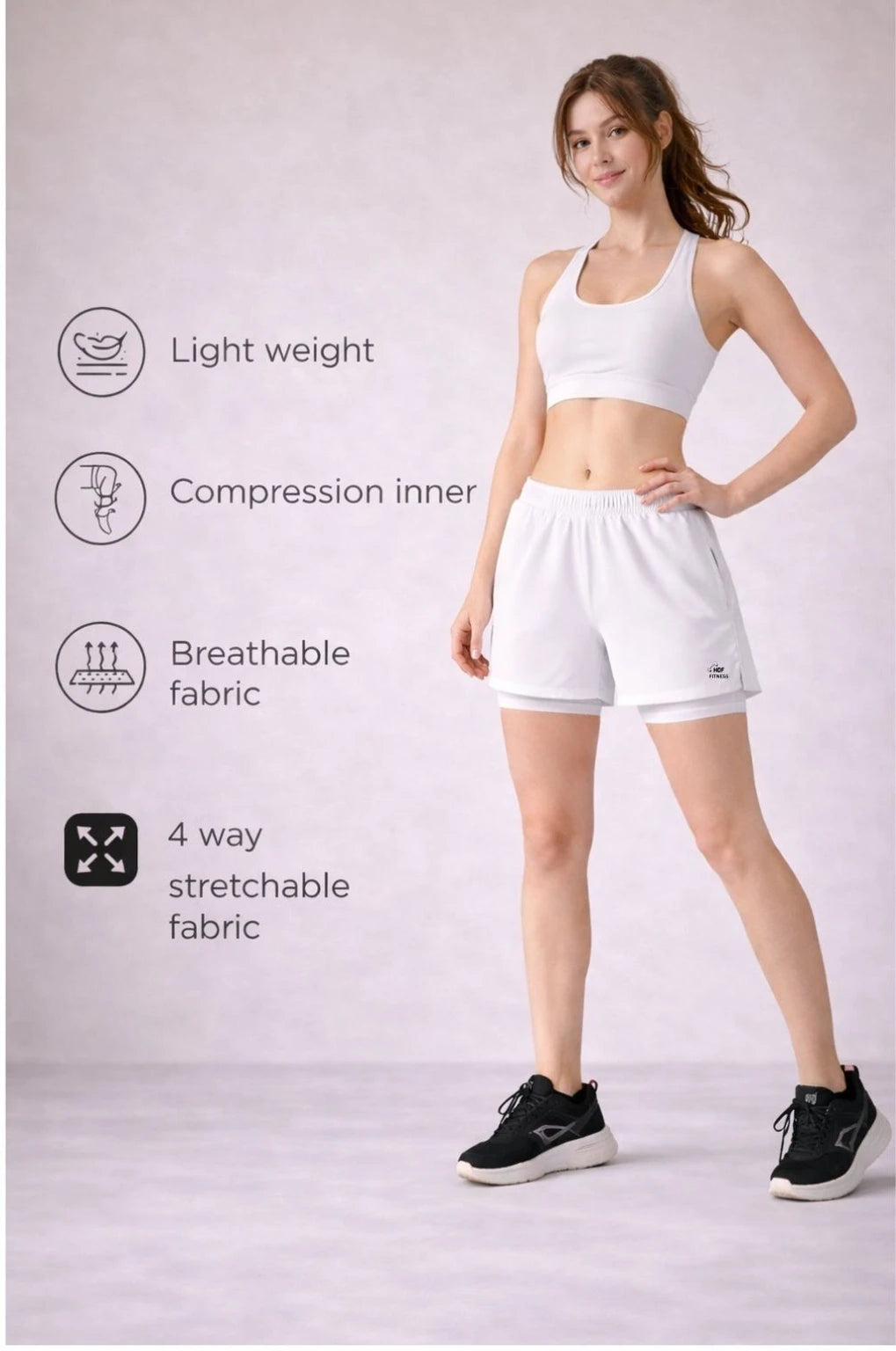 Solid Women White, Off White Gym Shorts, Cycling Shorts, Running Shorts, Sports Shorts, Casual Shorts