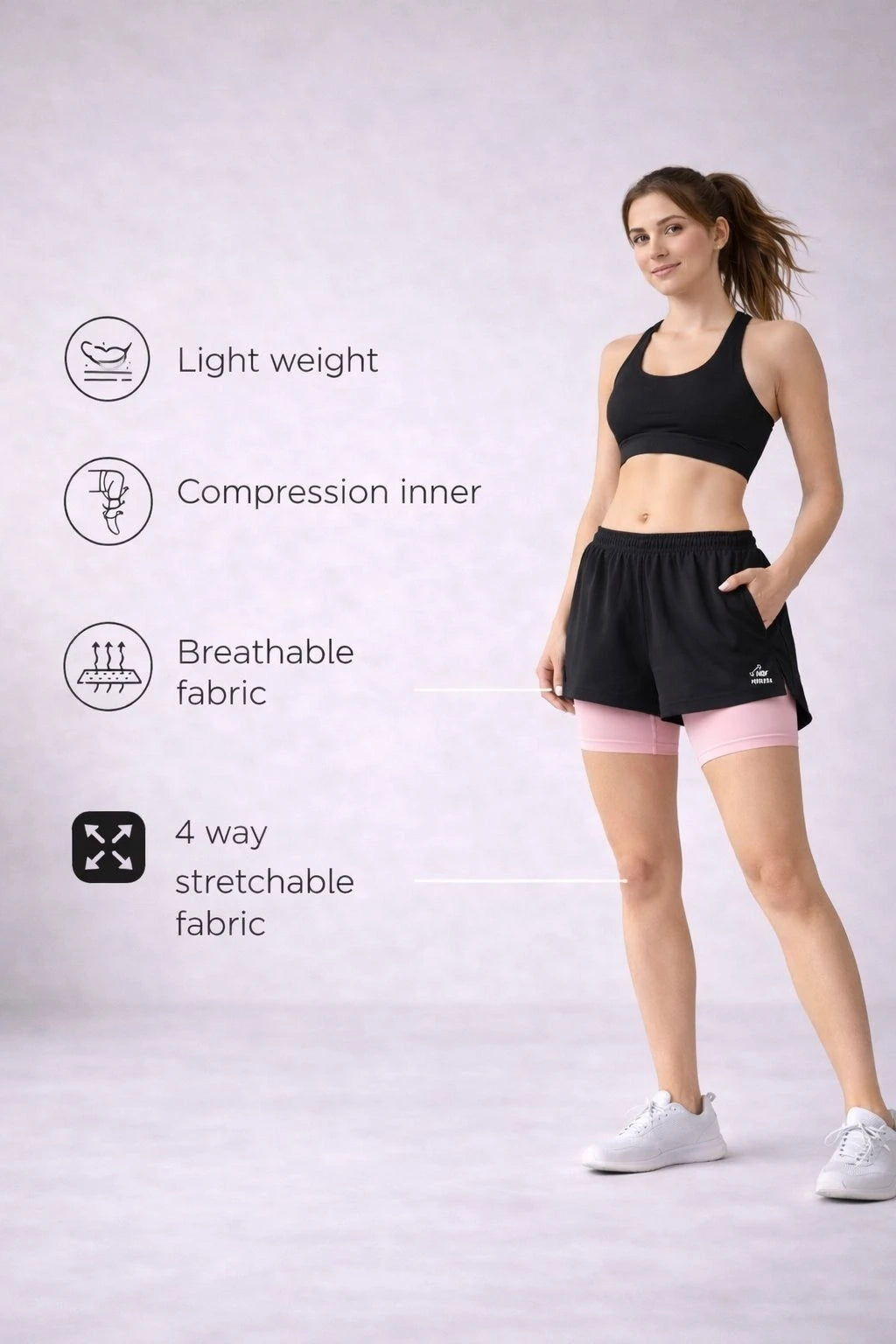 Solid Women Black, Pink Gym Shorts, Cycling Shorts, Running Shorts, Sports Shorts, Casual Shorts