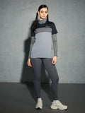Women Color block Crew Neck Polyester Grey T-Shirt